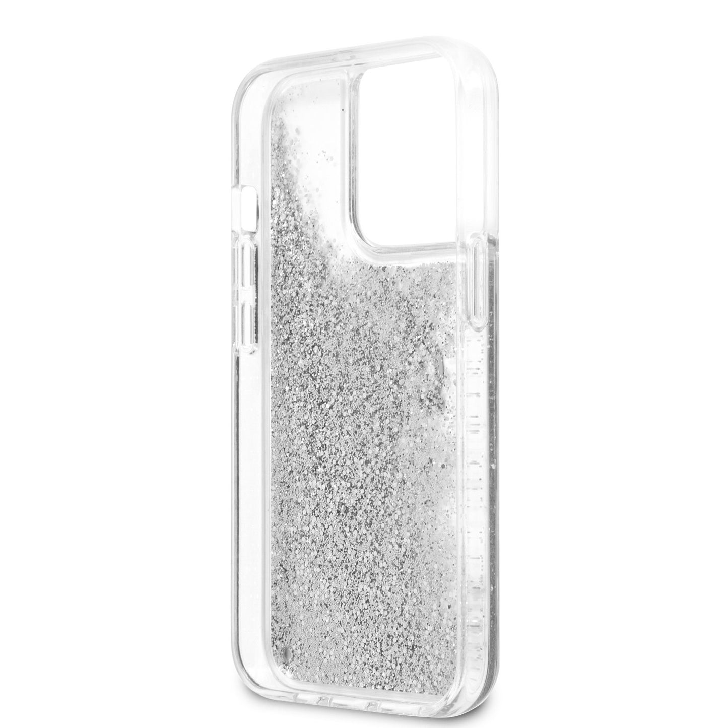 Guess iPhone 13 PRO Backcover - Big 4G Logo - Silver Liquid Glitter - Transparant
