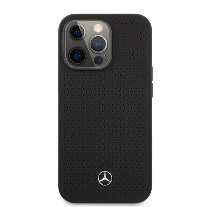Mercedes-Benz iPhone 13 PRO Leren Backcover - Perforated - Zwart