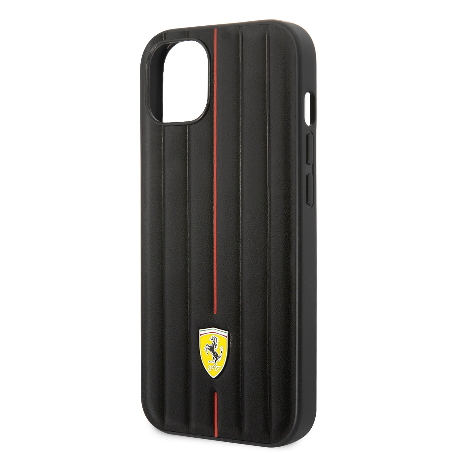 Ferrari iPhone 14 kunstleer Backcover - Hot Stamp - Red Line - Zwart