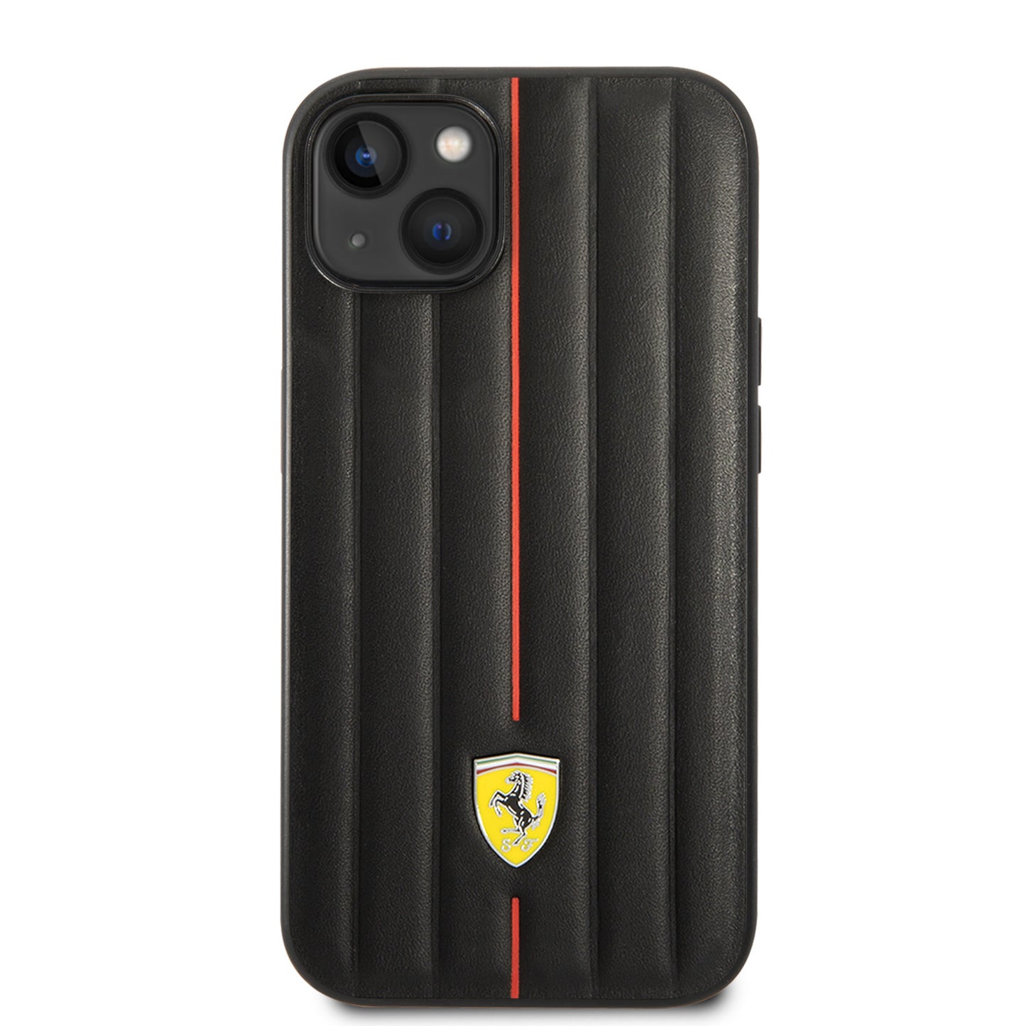 Ferrari iPhone 14 kunstleer Backcover - Hot Stamp - Red Line - Zwart