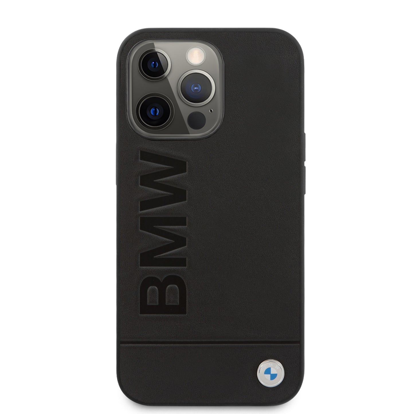 BMW iPhone 13 PRO kunstleer Backcover - Perforated Deboss Lines - Zwart